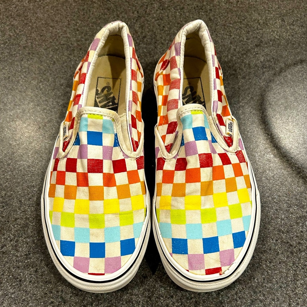 Rainbow checkered vans